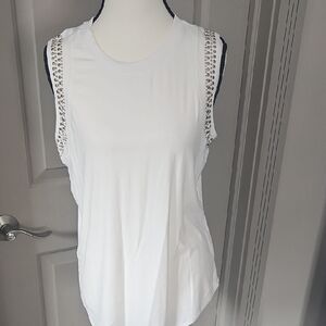 Maurices White Tank Top with Embellished Metal Stud Shoulders